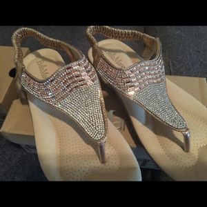 Embellished rhinestone sandals with comfort sole